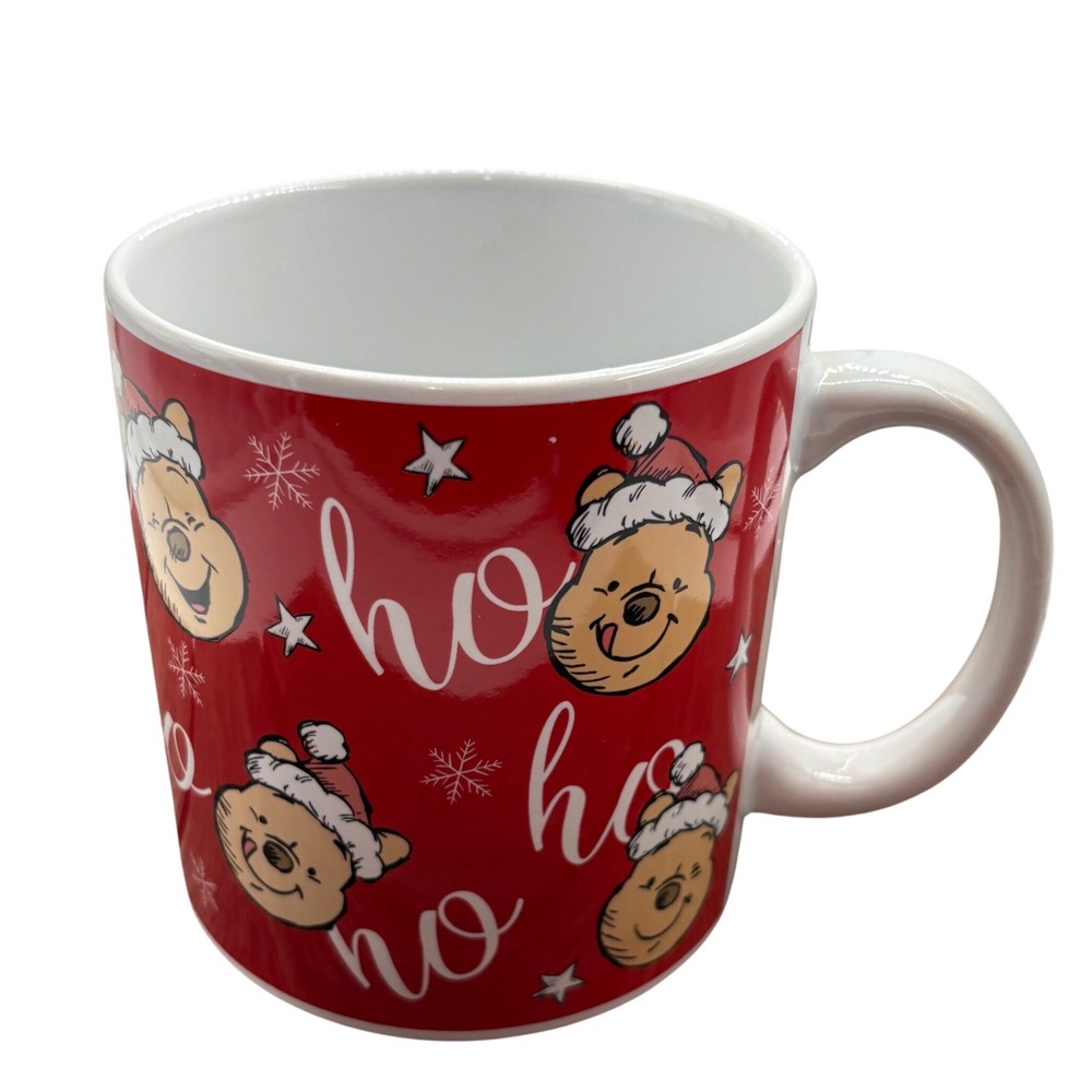Disney Winnie the Pooh Oversized Christmas Mug 20oz Red Santa Hat Ho Ho Ho Zrike